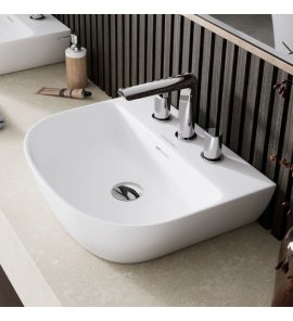 Victoria+Albert Lussari 50 Umywalka nablatowa 49,7x41,2 cm z trzema otworami Biała DB-LUS-3TH-SW-500-IO