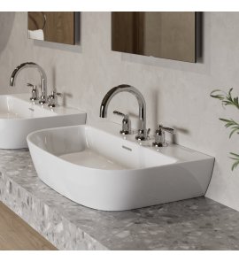 Victoria+Albert Lussari 60 Umywalka nablatowa 59,8x41,2 cm z trzema otworami Biała DB-LUS-3TH-SW-600-IO