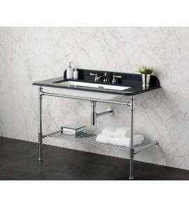 Victoria+Albert Metallo 113 Quartz Stolik z zintegrowaną umywalką 113x52 cm Polerowany chrom&czarny MET-113-QBK-N-PC 