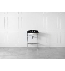 Victoria+Albert Metallo 61 Quartz Stolik z zintegrowaną umywalką 61x50 cm jeden otwór na baterię Polerowany chrom&czarny MET-61-QBK-1TH-PC