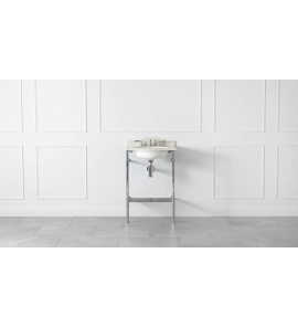 Victoria+Albert Metallo 61 Quartz Stolik z zintegrowaną umywalką 61x50 cm jeden wybity otwór Polerowany chrom&biały MET-61-QWH-1TH-PC 