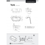 Victoria Albert York Wanna wolnostojąca z przelewem 175x80 cm Biała YOR-N-SW-OF