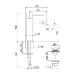 Webert Elio Slim Bateria bidetowa 1-otworowa z korkiem klik klak Chrom EP840101.015