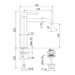 Webert Elio Slim Bateria umywalkowa 1-otworowa z korkiem klik klak Chrom EP833101.015
