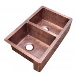 Zlew 2-komorowy Cobre miedziany lekko młotkowany 80x50 cm SLZOSIA