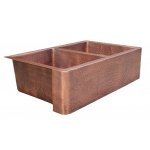 Zlew 2-komorowy Cobre miedziany lekko młotkowany 80x50 cm SLZOSIA