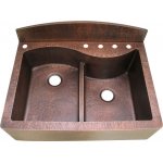 Zlew kuchenny 2-komorowy Cobre miedziany młotkowany 88x66 cm SLZD-007