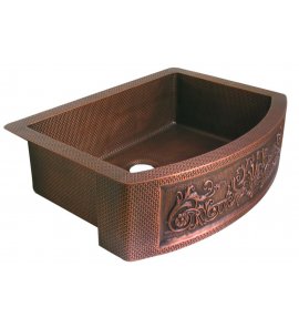 Zlew kuchenny Jednokomorowy Retro Cobre miedziany młotkowany 84x62 cm SLZJ-005