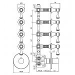 Zucchetti Agora Classic Bateria natryskowa termostatyczna podtynkowa 1/2" z 4 zaworami odcinającymi element zewnętrzny chrom ZAM662