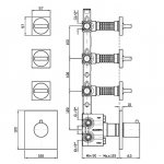 Zucchetti Aguablu Bateria natryskowa termostatyczna podtynkowa 1/2" z 3 zaworami odcinającymi element zewnętrzny chrom ZA5661