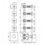 Zucchetti Bellagio Bateria natryskowa termostatyczna podtynkowa 1/2" z 4 zaworami odcinającymi element zewnętrzny chrom ZB2662