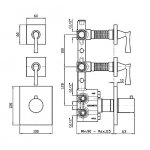 Zucchetti Bellagio Bateria natryskowa termostatyczna podtynkowa 1/2" z 2 zaworami odcinającymi element zewnętrzny chrom ZB2660