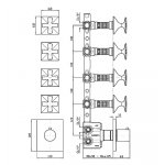 Zucchetti Bellagio Bateria natryskowa termostatyczna podtynkowa 1/2" z 4 zaworami odcinającymi element zewnętrzny chrom ZB1662