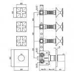 Zucchetti Bellagio Bateria natryskowa termostatyczna podtynkowa 1/2" z 3 zaworami odcinającymi element zewnętrzny chrom ZB1661