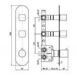 Zucchetti Brim Bateria natryskowa termostatyczna podtynkowa 1/2" z 2 zaworami odcinającymi element zewnętrzny chrom ZBR664