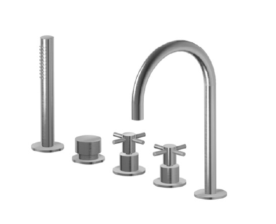 Zucchetti Helm Bateria na brzeg wanny 5-otworowa wyciągana słuchawka Z94249.X wąż 1500mm inox ZHM511.X