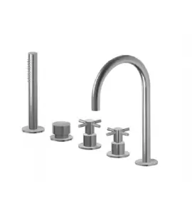 Zucchetti Helm Bateria na brzeg wanny 5-otworowa wyciągana słuchawka Z94249.X wąż 1500mm inox ZHM511.X