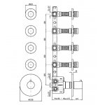Zucchetti Isy Bateria natryskowa termostatyczna podtynkowa 1/2" z 4 zaworami odcinającymi element zewnętrzny chrom ZD1662
