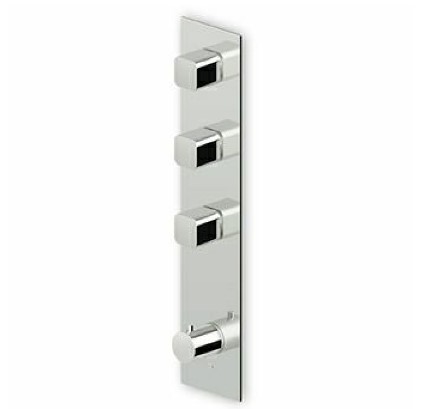 Zucchetti Jingle Bateria natryskowa termostatyczna podtynkowa 1/2" z 3 zaworami odcinającymi element zewnętrzny chrom ZIN661