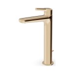 Zucchetti Medameda Bateria umywalkowa jednootworowa wysoka z korkiem automatycznym British Gold PVD ZMM712.P30