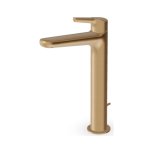 Zucchetti Medameda Bateria umywalkowa jednootworowa wysoka z korkiem automatycznym Brushed British Gold PVD ZMM712.P31