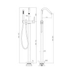 Zucchetti Medameda Bateria wannowa wolnostojąca z zestawem natryskowym - element zewnętrzny Metal Black ZMM748.C50