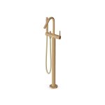 Zucchetti Medameda Bateria wannowa wolnostojąca z zestawem natryskowym - element zewnętrzny Brushed British Gold PVD ZMM748.P31