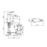 Zucchetti Nikko Bateria bidetowa jednouchwytowa z korkiem 1¼”, wężyki podłączeniowe, perlator chrom ZKK320
