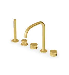 Zucchetti Sablier Bateria wannowa 5-otworowa z wyciąganą słuchawką Brushed Gold PVD ZSL5519.XP41