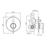 Zucchetti ZXS Bateria Wannowo-natryskowa Jednouchwytowa Podtynkowa element zewnętrzny chrom ZXS134